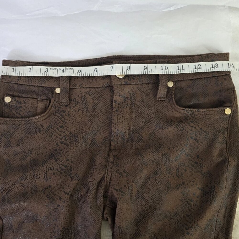 7 For All Mankind Choc Brown Snakeskin Skinny Jeans Sz 26 Amazing Stretch - Picture 5 of 9